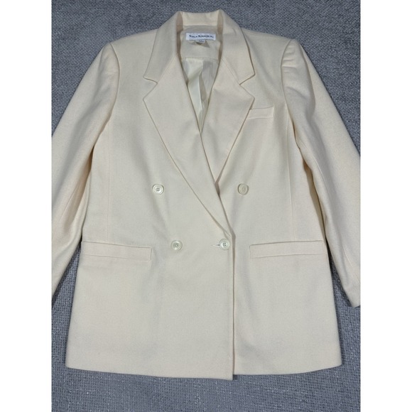 Vtg Norton McNaughton Blazer Womens 12 Ivory Wool Double Breasted Old Money Read - Picture 5 of 14